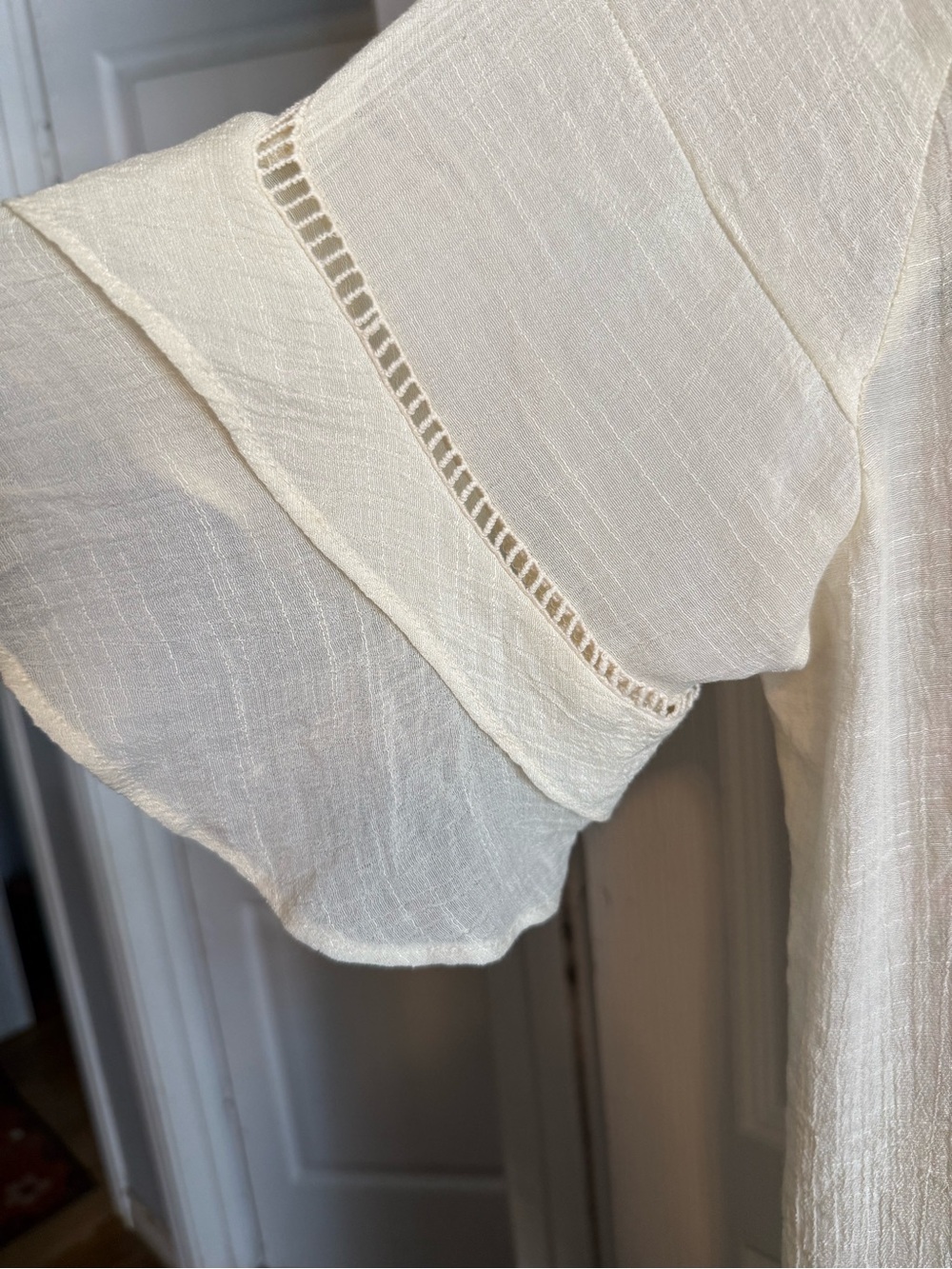 Umgee Cream Embroidered Ruffle Sleeve Tunic - Picture 7 of 8